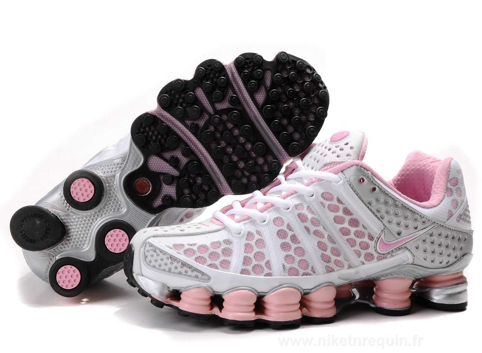 Les Femmes Argente Et Rose Nike Shox Tl3